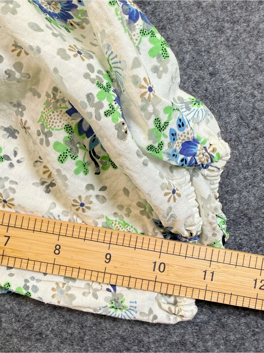 Zara NWT Floral Sheer Puff Sleeve Cropped Button-Up Blouse XS White Blue - Picture 11 of 13